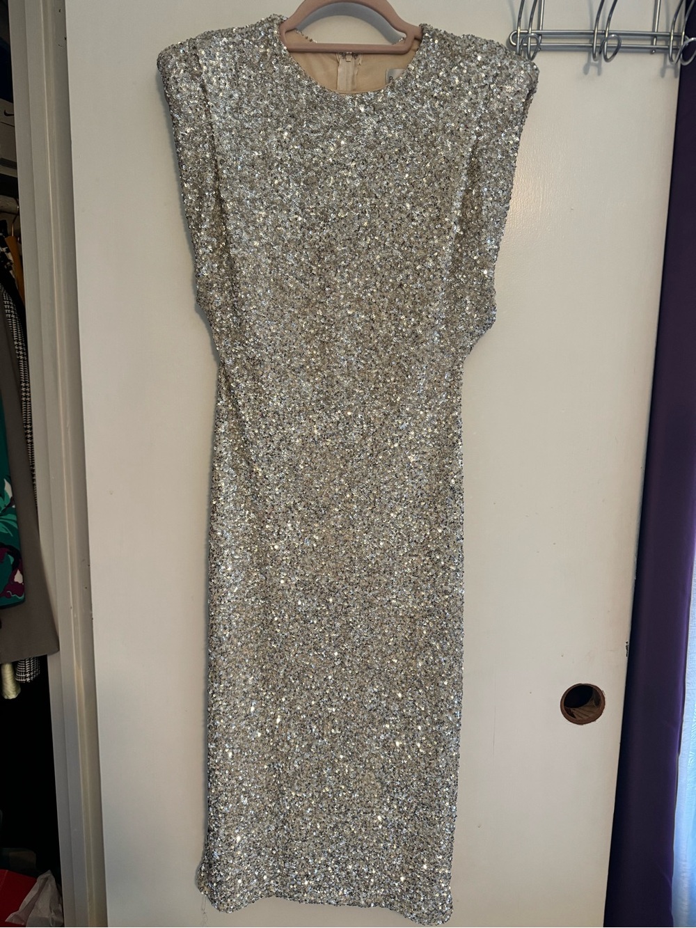 Premier Silver Sequin Midi Dress